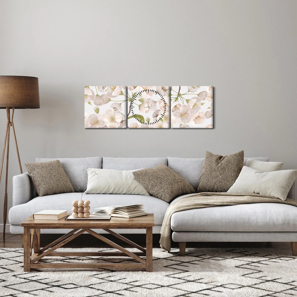 Obraz - Bloom with grace N⁰1 (s hodinami) (90x30 cm)