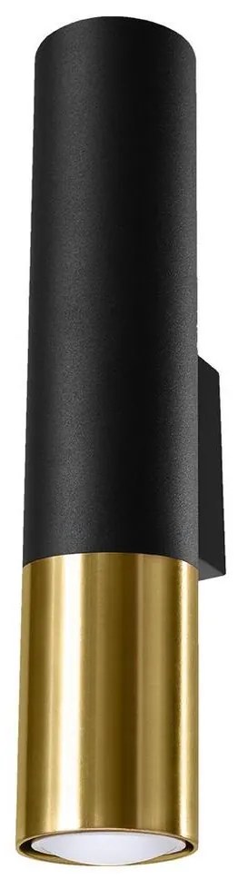 Sollux SL.0950 - Nástenné svietidlo LOOPEZ 2xGU10/10W/230V čierna/zlatá