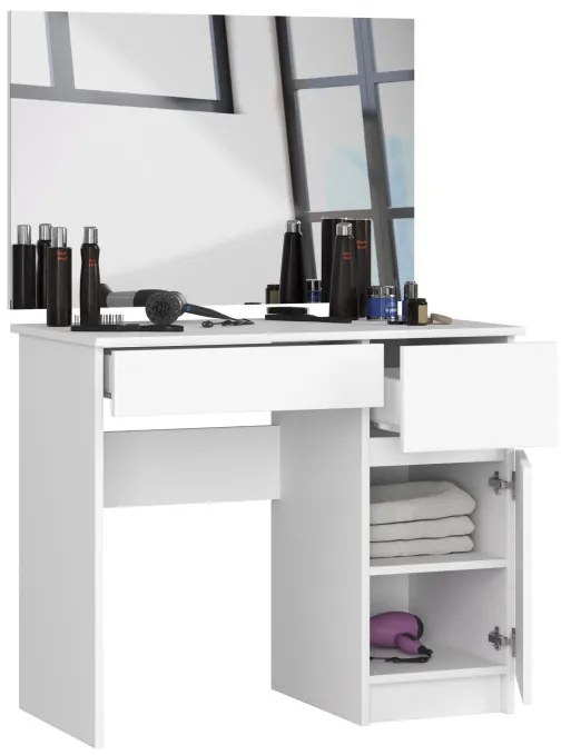 Toaletný stolík so zrkadlom CLP P-2/SL 900x600 pravý, biely