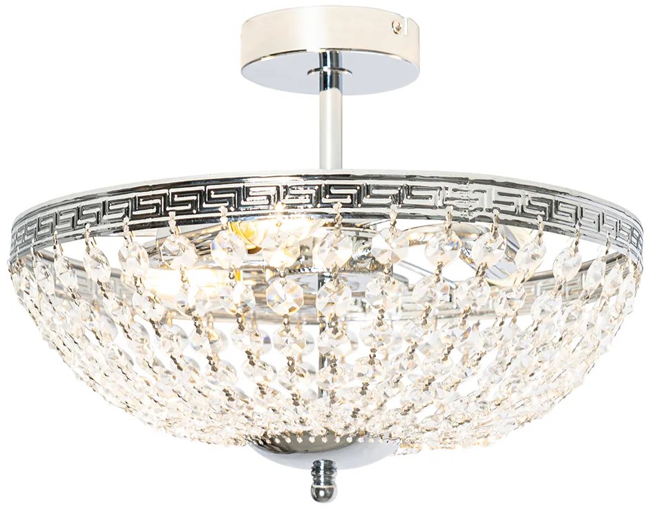 Klasické stropné svietidlo oceľ s krištáľom 3-svetlo - Mondrian