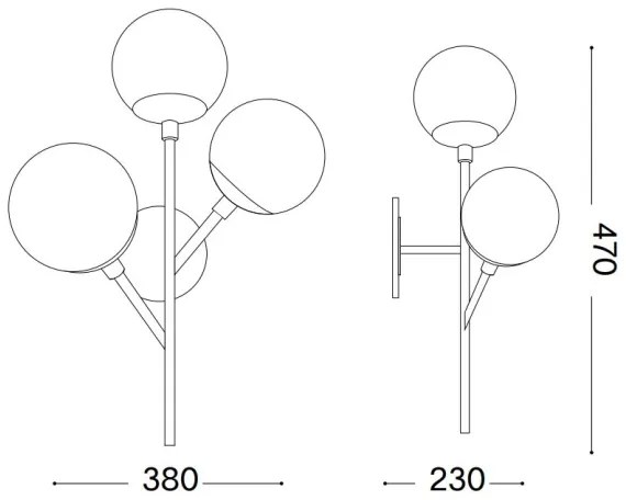 Ideal Lux - Nástenná lampa KEPLER 3xE27/42W/230V čierna/dymová