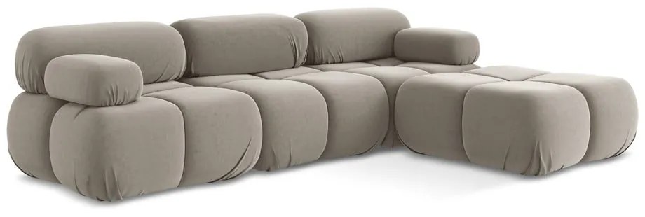 Béžová zamatová modulárna rohová pohovka Lokua – Makamii