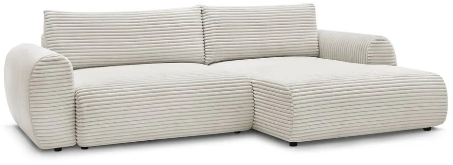 Krémová menčestrová rozkladacia rohová pohovka (pravý roh) Lucien – Bobochic Paris