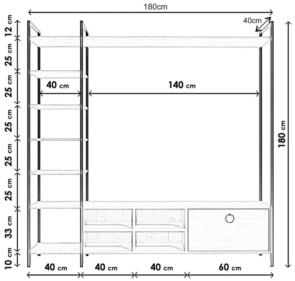 Obývacia stena Siyah Demirli 180 cm biela