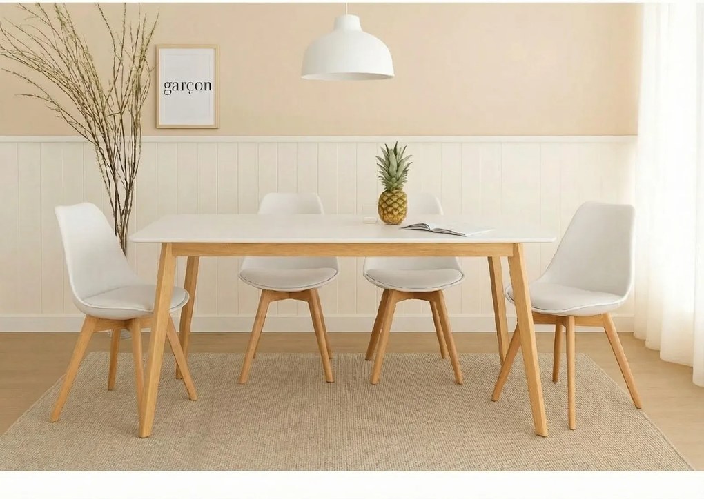 Noela Jedálenský set SCANDINAVIA 150 biely + 4x stolička SCANDINO biela