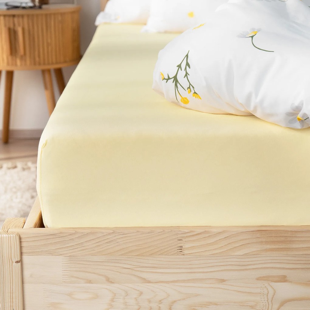 Goldea jersey elastická plachta - banánová 120 x 200 cm