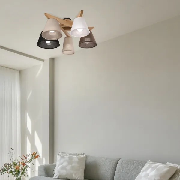 Brilagi - LED Prisadený luster ANTHONY 5xE14/40W/230V dub