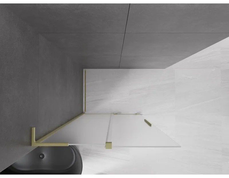 Mexen Velar L, posuvná sprchová zástena Walk-in 100 x 200 cm, 8mm sklo námraza, zlatá matná, 871-100-003-33-55