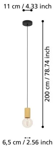Eglo 900801 - Luster na lanku POZUETA 1xE27/40W/230V hnedá