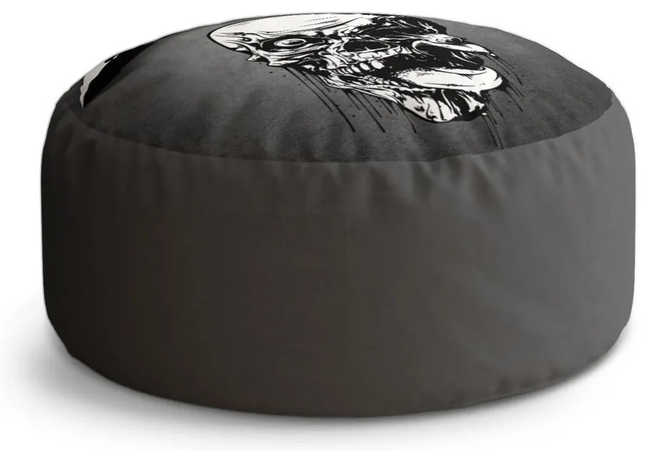 Taburet Circle Metallica sivá lebka, sivá