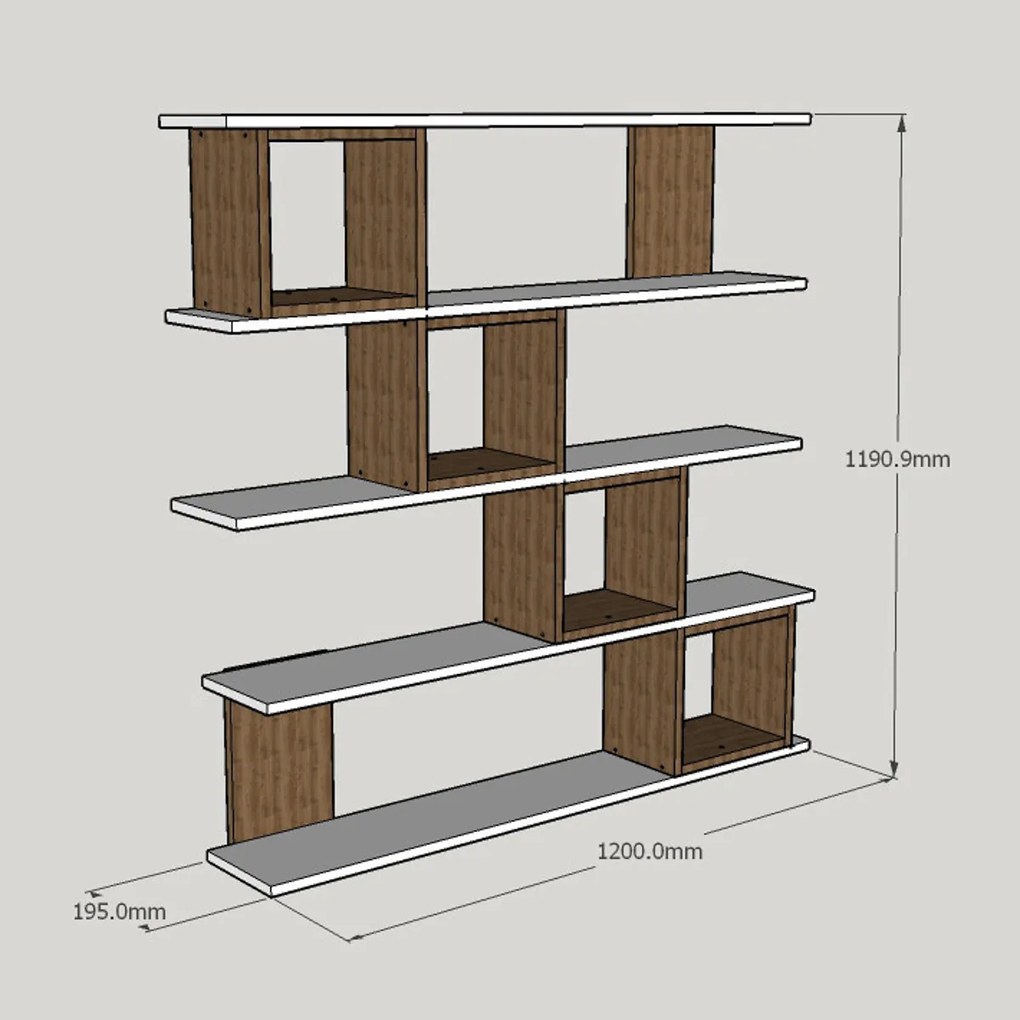 Knižnica Wind White Walnut