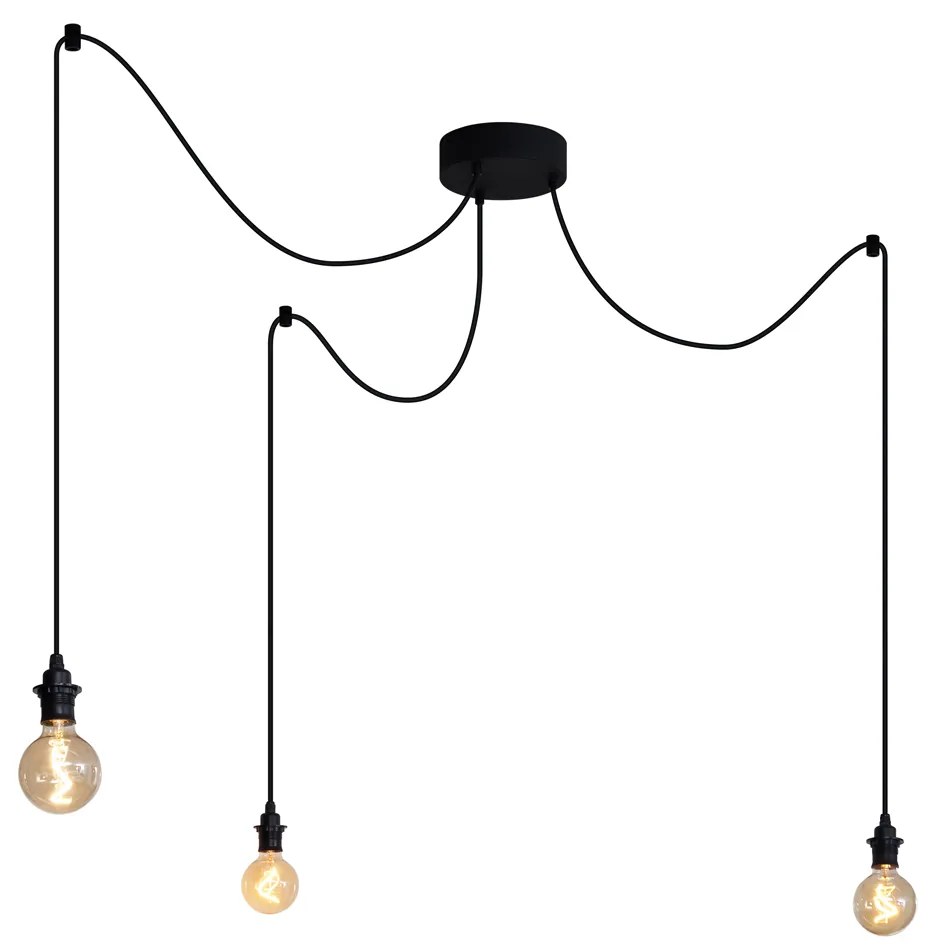 Vonkajšia závesná lampa čierna 3-svetelná IP44 - Cava