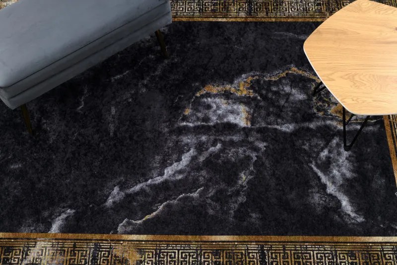 Dywany Łuszczów, Kusový koberec Miro 51278.809 Marble black/gold, 160x220, čierna, chodba / predsieň