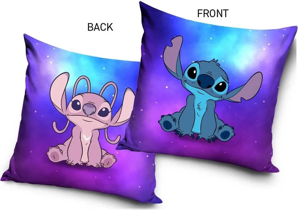 Velúrový vankúš Lilo a Stitch - motív Stitch &amp; Angel - Snívanie pod Hviezdami - 40 x 40 cm