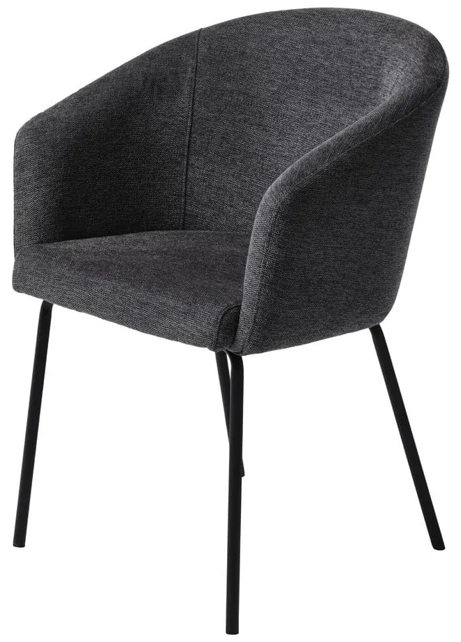 Tmavosivé čalúnené jedálenské kreslo s podrúčkami Easton – Unique Furniture