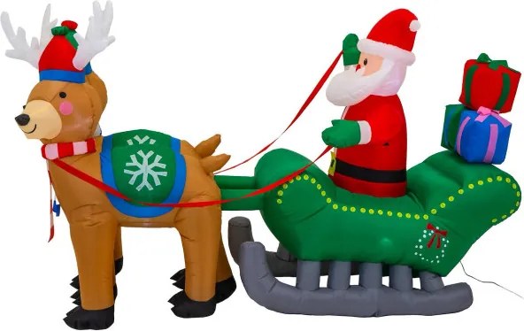 Nafukovacie sane so Santa Clausom a sobmi 205 × 125 cm
