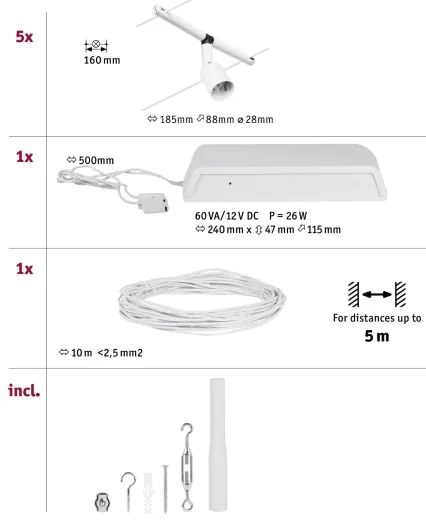 Paulmann 94458 - SADA 5xGU5,3/10W Bodové svietidlo SALT 230V biela