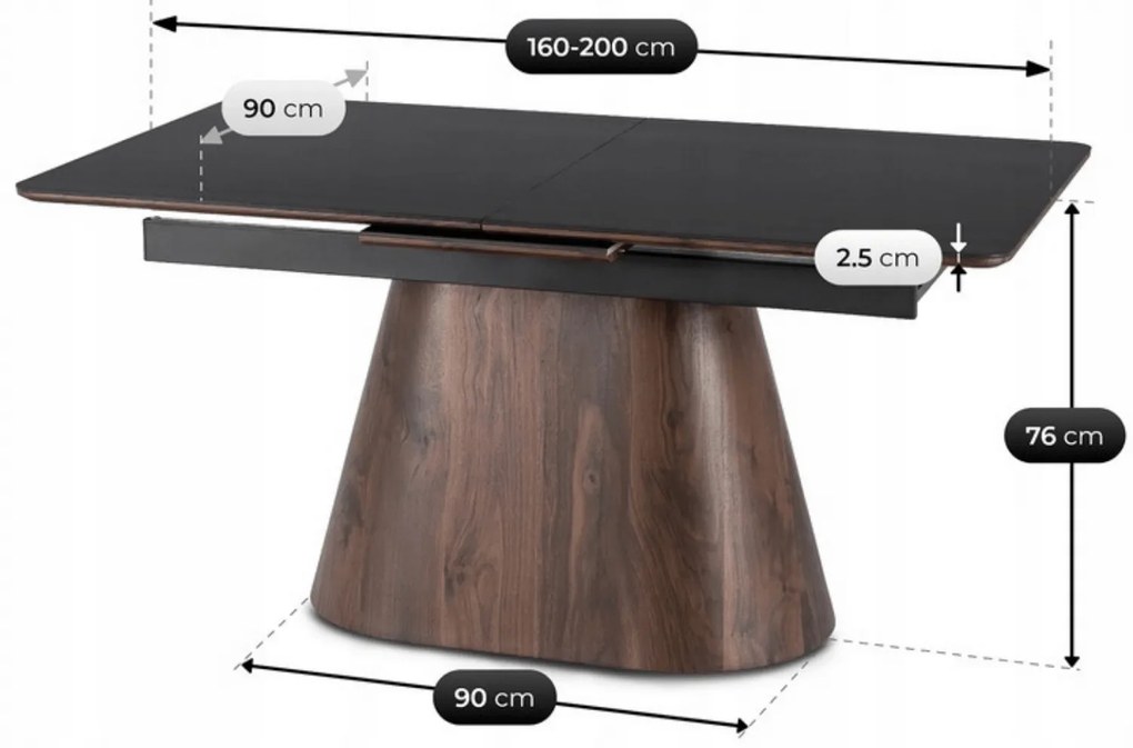 PROXIMA.store - Rozkladací jedálenský stôl LIZBONA FARBA: čierna, konštrukcia: dub