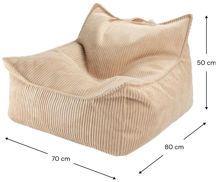Svetlohnedý menčestrový detský sedací vak Chair – Wigiwama