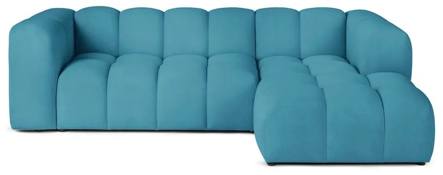 Tyrkysová zamatová rohová pohovka (pravý roh/s leňoškou) Cube – Bonami Selection