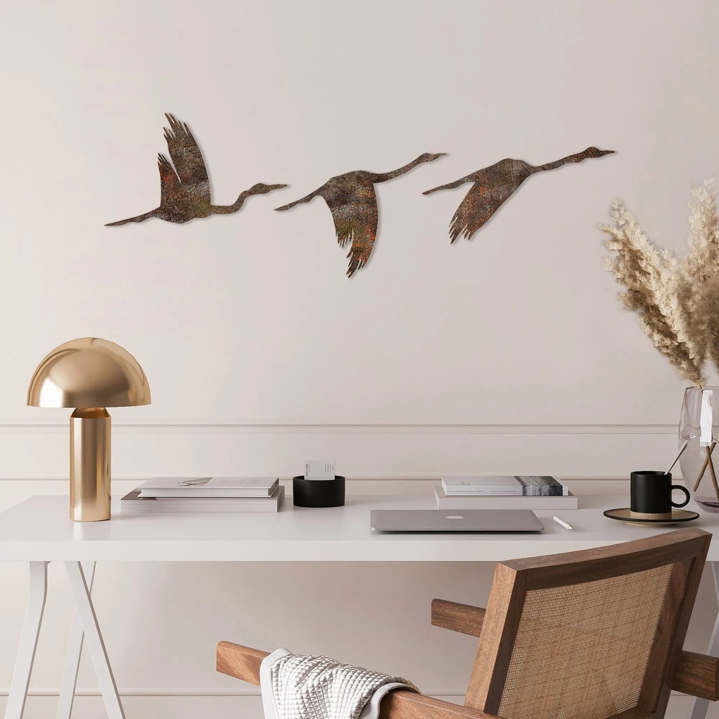 Nástěnná kovová dekorace Rusty Birds 1 vícebarevná