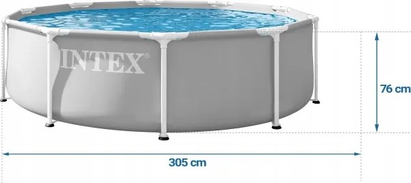 Záhradný bazén s rámom 6v1, 305x76cm, sivý | INTEX