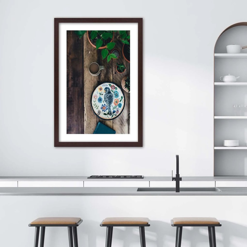 Gario Plagát Vyšívaný vták Farba rámu: Bez rámu, Rozmery: 30 x 45 cm