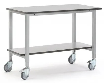 Mobilný dielenský stôl MOTION, nastaviteľný, so spodnou policou, 1200x600mm