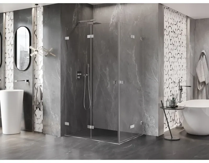 Mexen Lunar-F Duo, skladací sprchový kút 100 x 90 cm, 8mm číre sklo, chrómový profil, 836-100L-090P-01-00