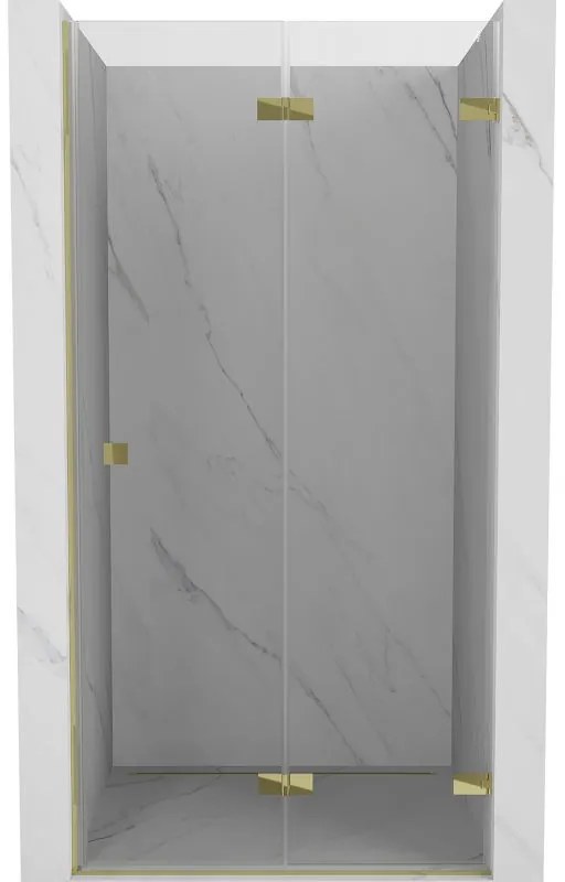Mexen, Mexen Lunar-F pravé sklápacie sprchové dvere 65 cm, transparentné, zlaté - 836-065-000-50-00-P