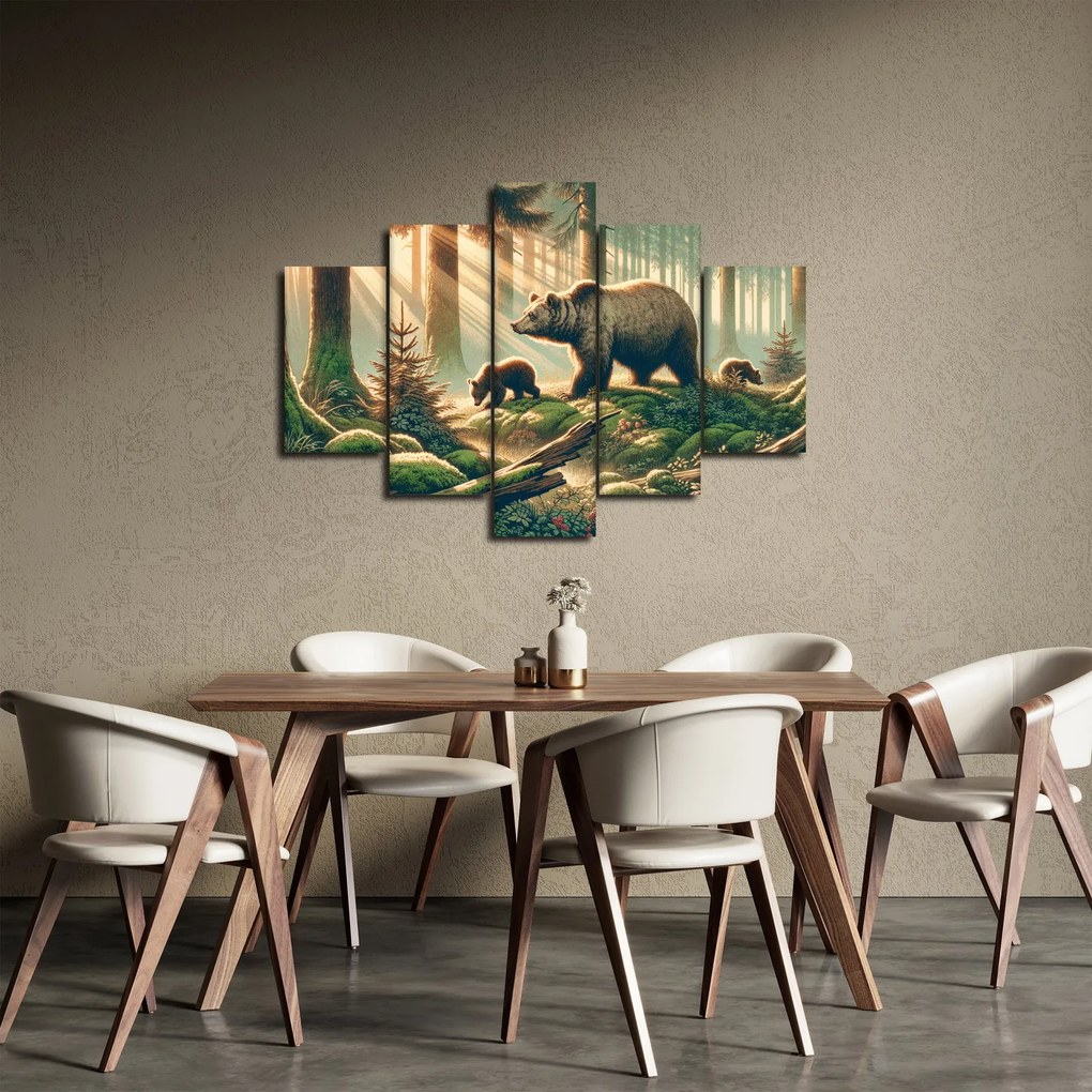 Obraz - Medvede v lese (150x105 cm)