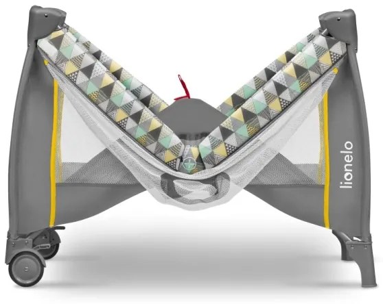 Lionelo - Cestovná postieľka SVEN PLUS šedá/žltá