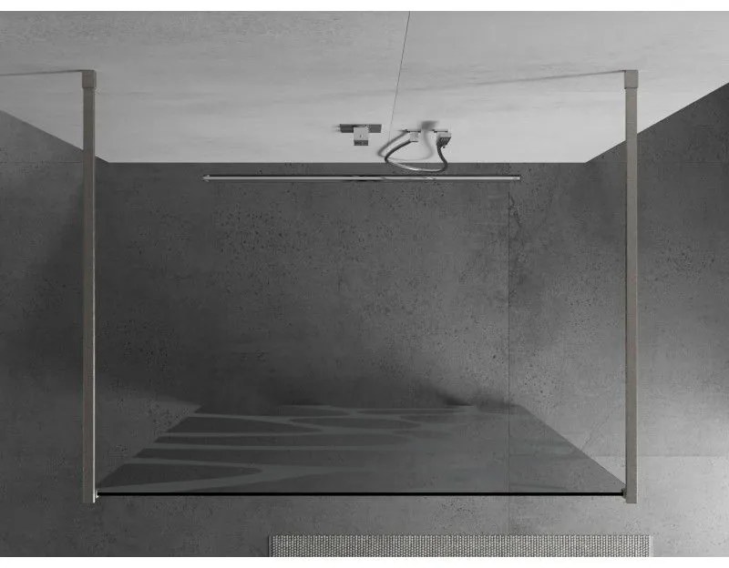 Mexen Kioto, sprchová zástena Walk-In 100 x 200 cm, 8mm číre sklo biely vzor, brúsená oceľ profil, 800-100-002-97-97