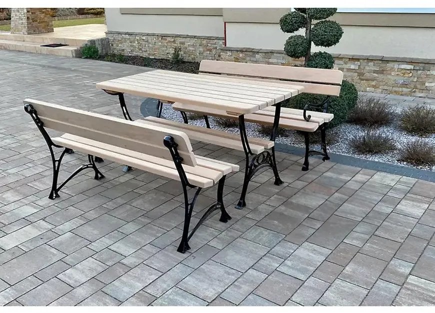 Komplet Kráľovský 2 s lakťovými opierkami drevo natural