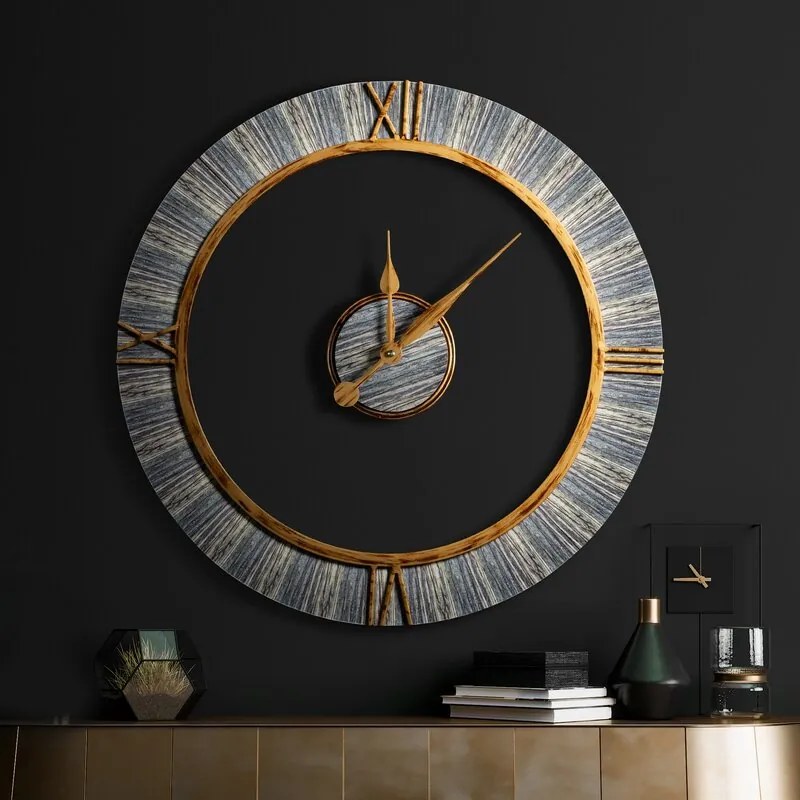 Dekorstudio Nástenné kovové hodiny v modernom štýle 60 cm, hnedé