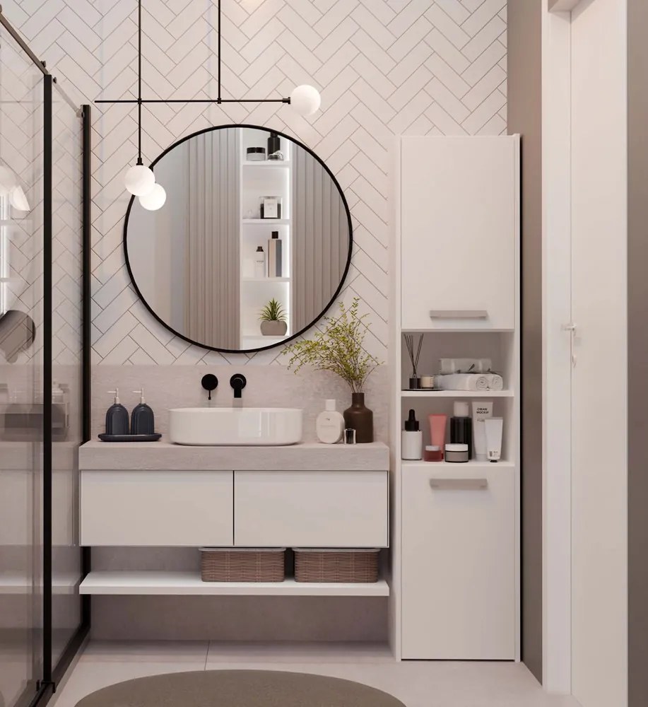 Kúpeľňová skrinka Samways 3 (biela). Akcia -19%. Vlastná spoľahlivá doprava až k Vám domov. 1132961