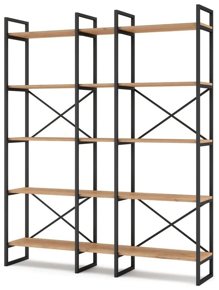 Čierny/prírodný regál v dekore duba 144x175 cm Dusan – Marckeric