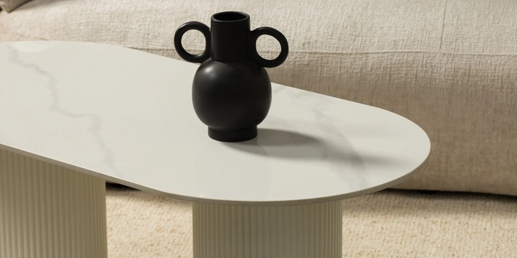 Konferenčný stolík Apulias 120 cm biely/mramor