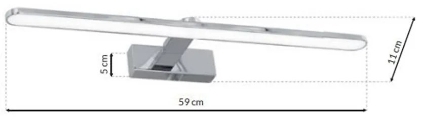 EUlight Nástenné LED svietidlo Splash, 1x LED 12w, 4000k, (60 cm), ch