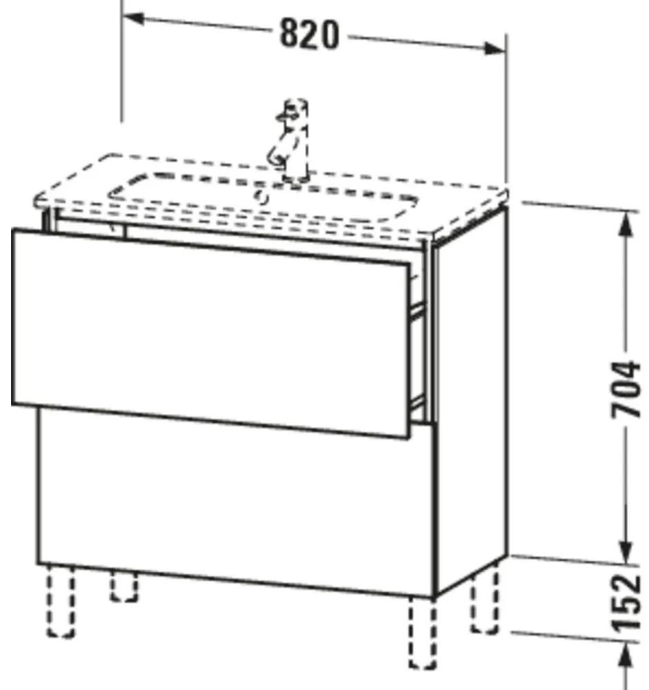 DURAVIT L-Cube stojaca skrinka pod umývadlo Compact na nožičkách, 2 zásuvky, 820 x 391 x 856 mm, biela vysoký lesk, LC667402222