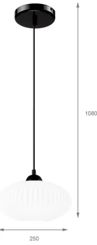 Luster na lanku HARMA 1xE27/15W/230V pr. 25 cm biela/čierna