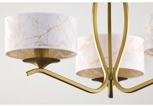 Jupiter 2109 - Luster na tyči KASZMIR 3xE27/15W/230V biela/zlatá/mramorový dekor
