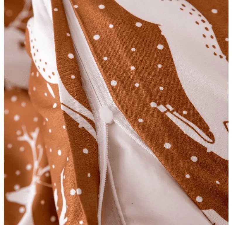 Sada obliečok z mikrovlákna WHITE DEER hnedé + plachta JERSEY biela