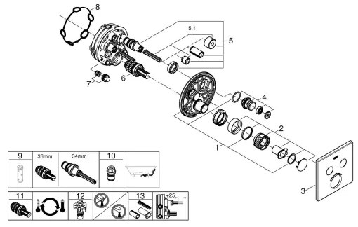 GROHE 29124A00 - Termostatická batéria GROHTHERM SMARTCONTROL grafit