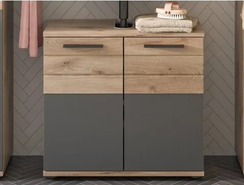 Kúpeľňová skrinka pod umývadlo Mason, dub/šedá%