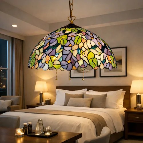 Luster do obývačky Tiffany Premium AMAZONIT Ø50 3*E27