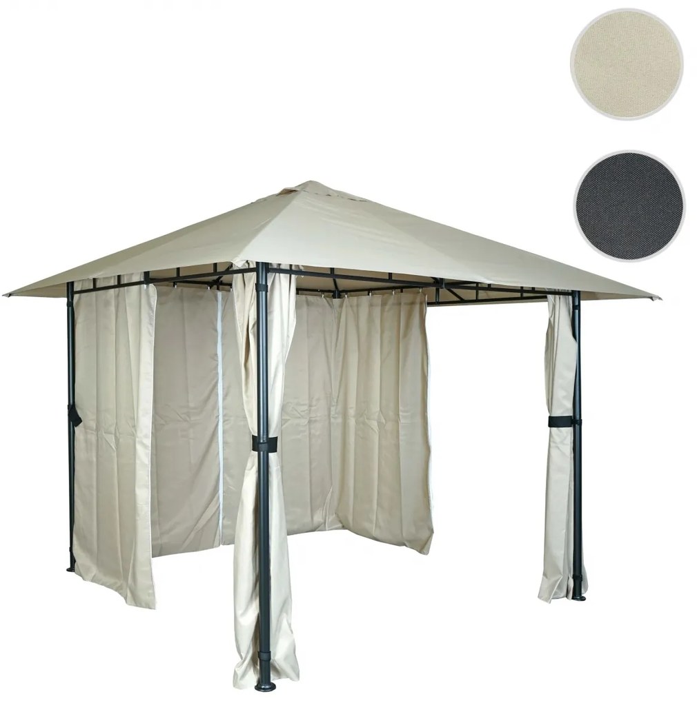 Pergola HWC-J63 so strechou a bočnou stenou 3x3m - krémová