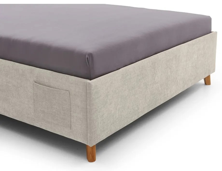 Béžová čalúnená detská posteľ s úložným priestorom s roštom 90x200 cm Fun – Meise Möbel