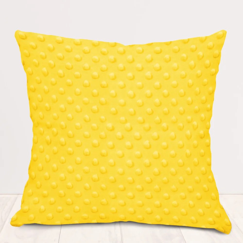 Biante Detská obliečka na vankúš Minky 3D bodky MKP-015 Sýto žltá 30 x 50 cm