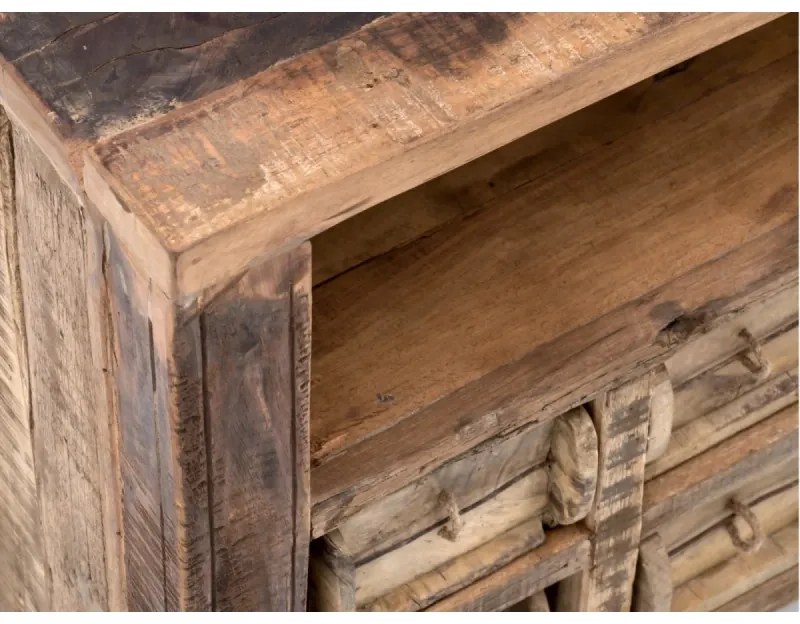 furniture-nabytek.cz - Masívny TV stolík Madurai z recyklovaného dreva, hnedý, neupravený – 90×40×55 cm